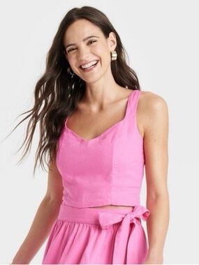 A New Day Pink Women's Crop Tank Top size Large